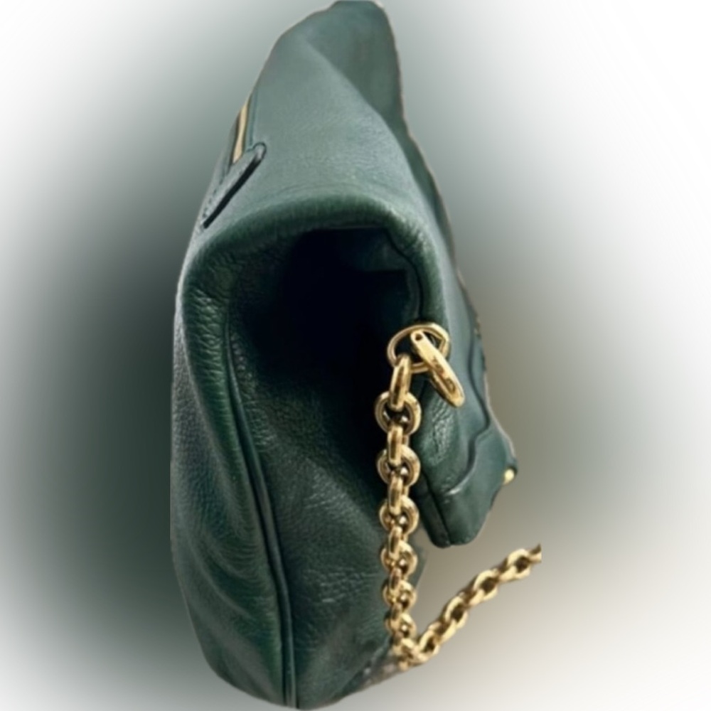 Dolce & Gabbana Green Pebbled Leather Fold-Over Bag - Picture 4 of 15